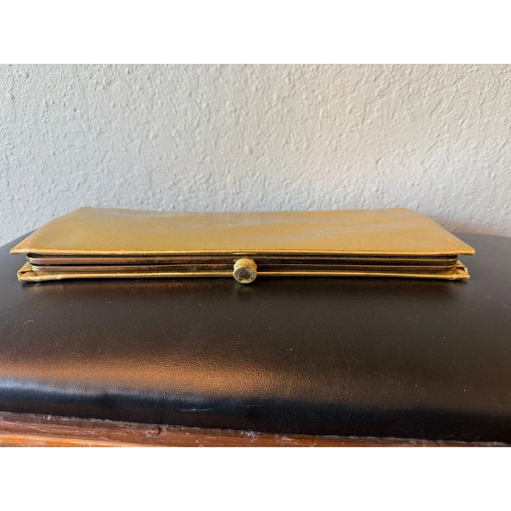 Vintage‎ Gold Metallic Clutch Evening Bag Party Prom Special Occasion